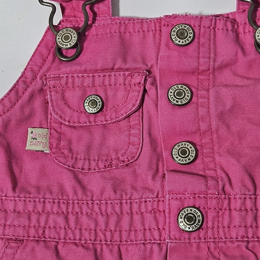 VTG Old‎ Navy Girls Bib Dress Overall Pink 3-6 Month Cotton Denim Skirtall Y2K - Picture 2 of 7